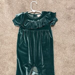 Cat & Jack Green Velvet Baby Outfit